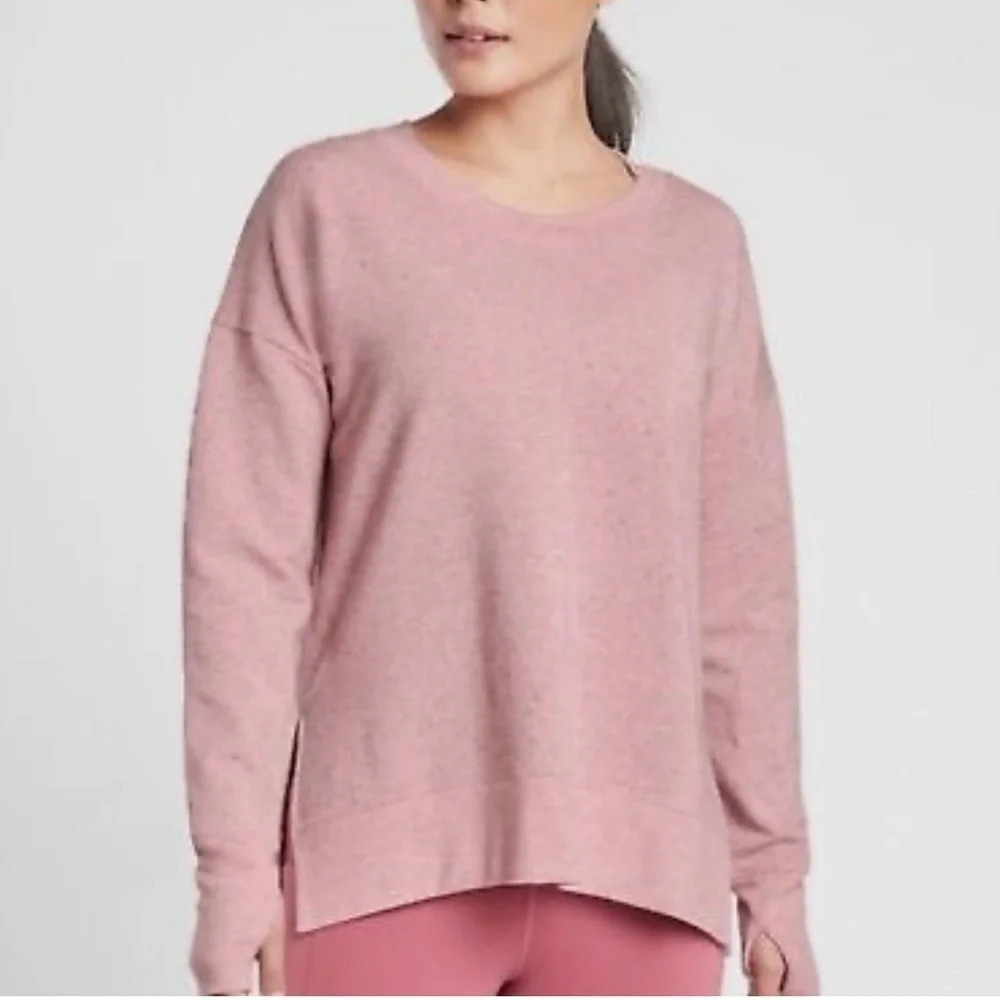 Athleta Balance Pink Pull Over Boxy Crewneck Sweatshirt Women’s Sz Small